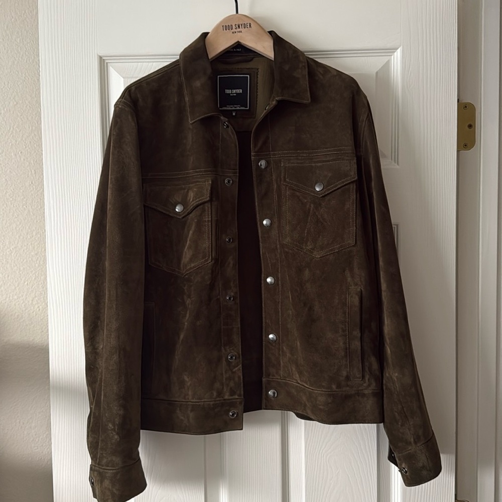Todd Snyder - Dylan - Suede Trucker Jacket - Olive Green - M